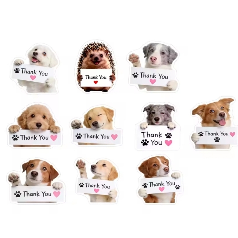 🍒🍒 100 Cute Dog Thank You Stickers